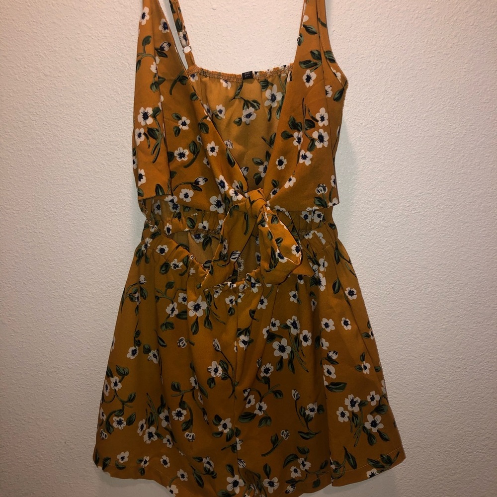 ZAFUL, yellow, flowery romper